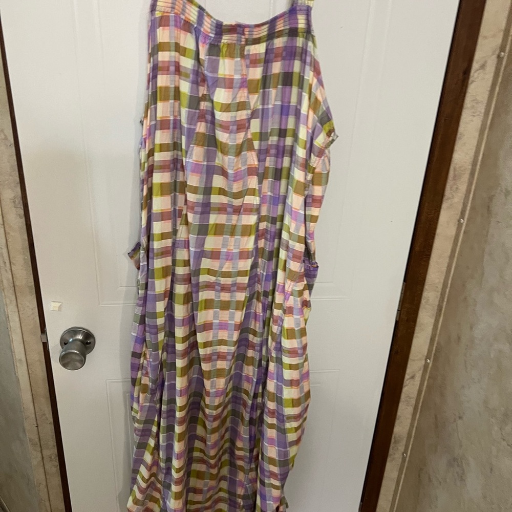 Anthropologie Purple and Yellow Buttoned Maxi Sundress